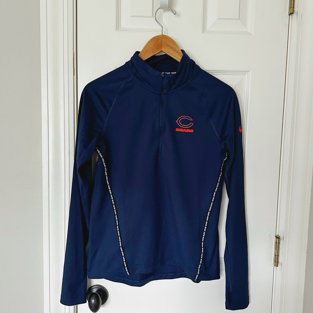 Nike dri-fit NFL Chicago Bears quarter zip athletic shirt, size S